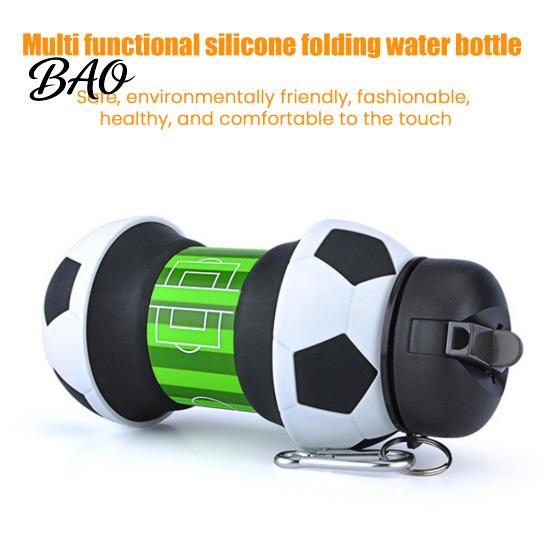 Fitnessstudio Wasserbecher faltbar Silikon Ballflasche, 550ml faltbare Fußballflasche mit strapazierfähigem Sportkletterverschluss, Auslaufsicher Spritzwassergeschützt Outdoor