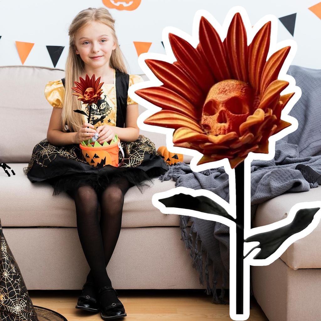 Halloween Skull Sunflower Skull Yard Signs Table Centerpieces Gothic For House Decoration Prop Ornament
