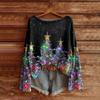 Women's Fashion Long Sleeve Christmas Snowman Snowflake Print Jacket Cardigan