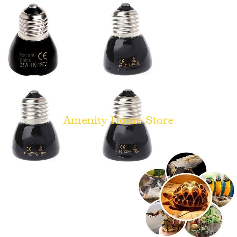 F26C Black Ceramic Heat Emitter Reptiles Heat Lamp Bulb No Light 25W/50W/75W/100W