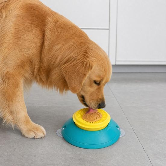 Dog Licking Bowl with Rolling Ball, No-Spill Slow Feeder for Liquid Treats, Anti-slip Suction Cup Bone Broth Yogurt Lick Toy for Dogs Cats