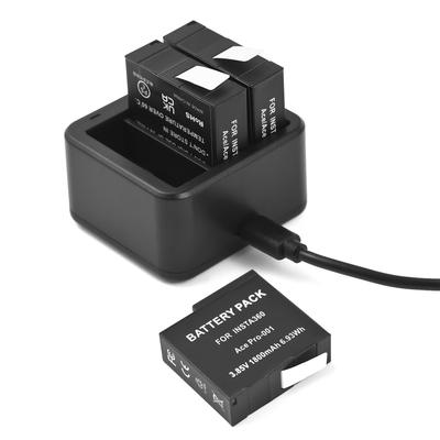 Spor Kamerası Pil ve Şarj Seti Üç Yuvalı Pil Şarj Cihazı + 3 Adet 1800mAh Pil Dahil +