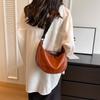 Women Vintage Solid Color Flap Small Saddle Shoulder Underarm Bag Fashion PU Leather Casual Crossbody Bag
