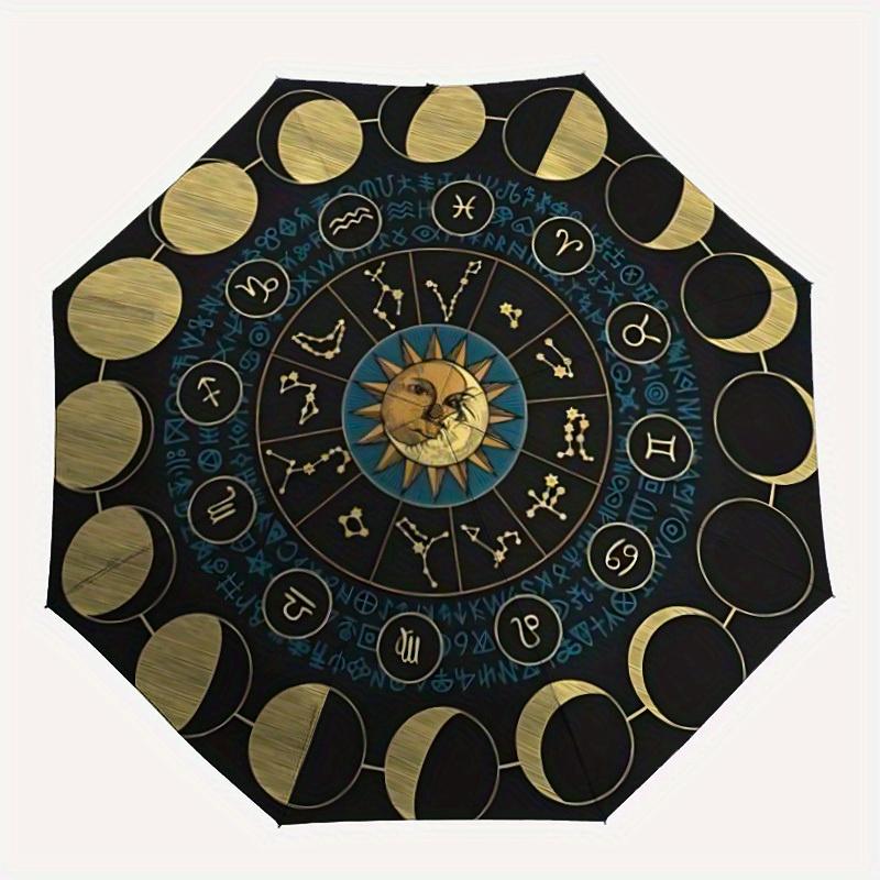 

1pc Astrology Wheel Automatic Folding Umbrella, Portable & Foldable Design with 8 Ribs, Casual Outdoor Accessory yy250805144