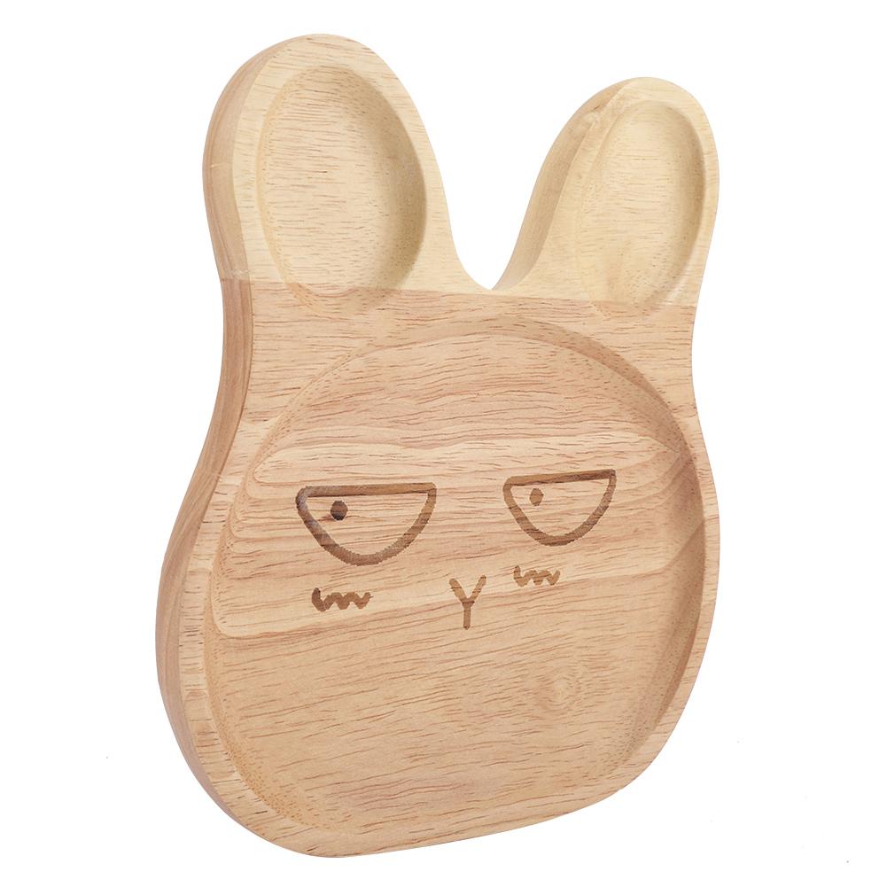 Holzteller Kind Dessert Snacks Serviertablett Entzückendes Kaninchen Holzschale Geschirr für Kinder #2