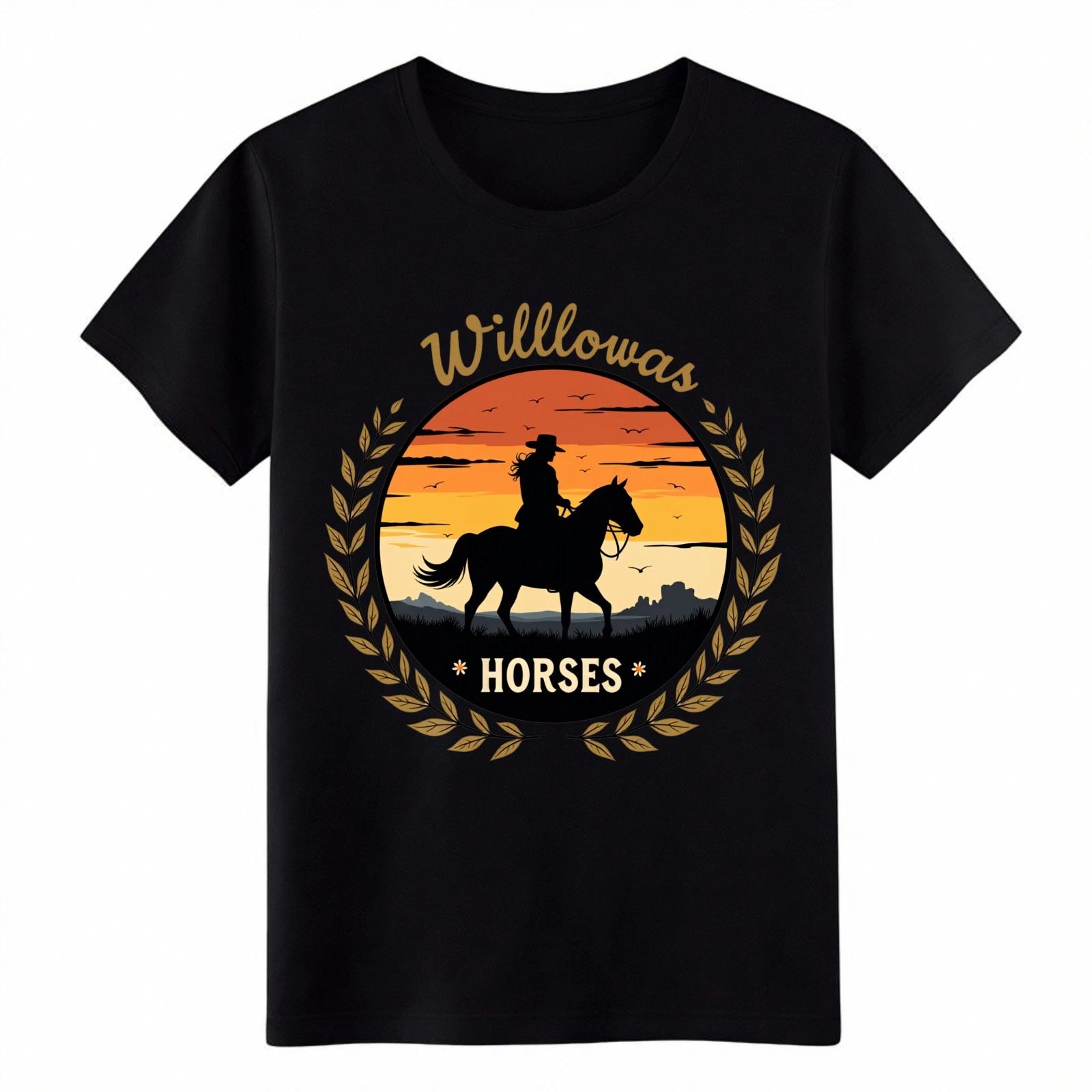 

Unisex Vintage Willowas Horses Cowgirl T-Shirt Western Equestrian Graphic Tee 3XL