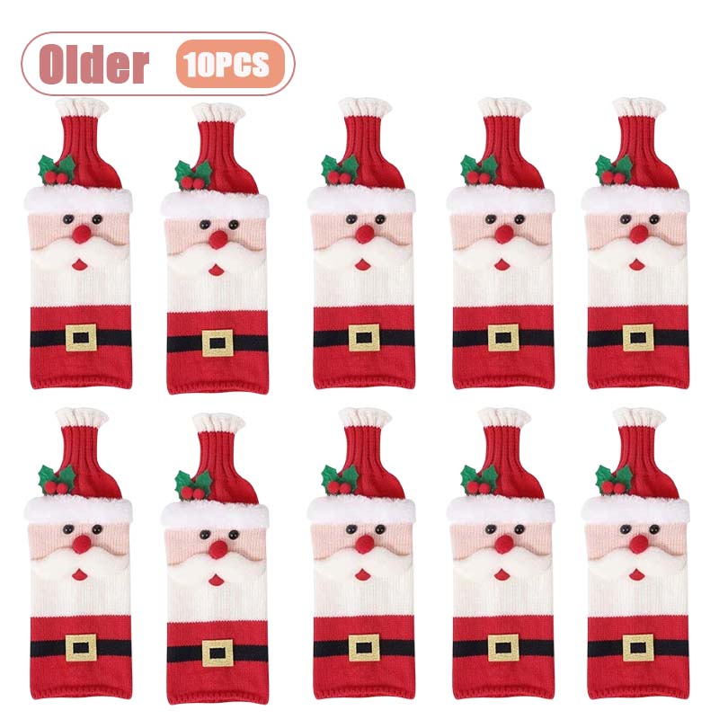 Knitted Christmas Wine Bottle Cover Santa Wine Sleeve Champagne Bottle Set Party Decoration for Restaurant Dining Table Setup