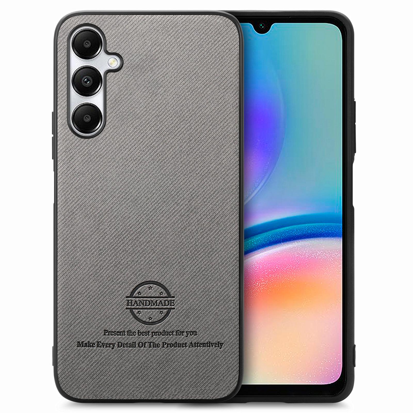 

For Samsung Galaxy A05s 4G Case Cloth Texture Leather+PC+TPU Anti-Drop Phone Cover Grey