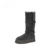 Wool~ 5cm Thick-soled Two-wear Snow Boots Women's Winter Velvet Thickened Fluffy Flanged Medium Boots Non-slip Northeast Cotton Boots