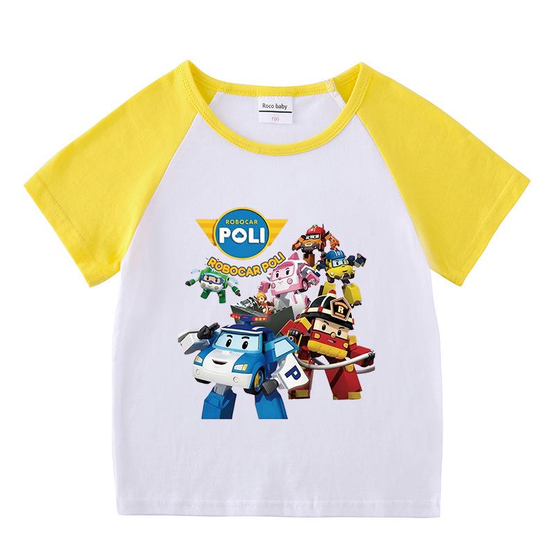Kids' Color Block Summer Sports Set: Short-Sleeve T-Shirt & Hot Pants.