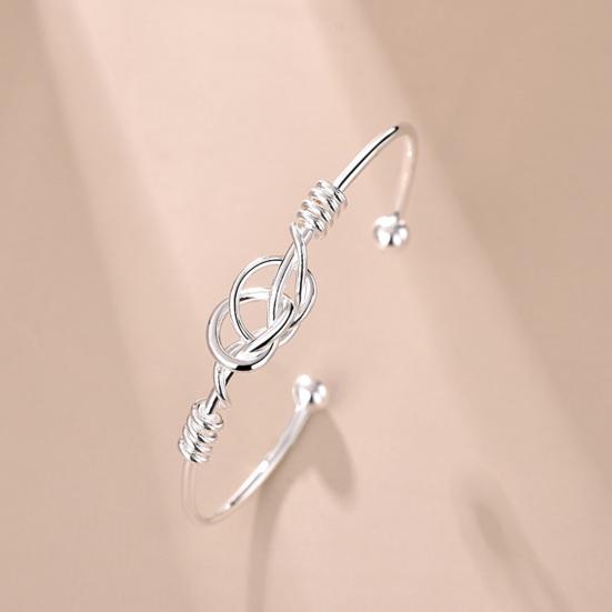 1/2 Pcs Women Bangle Hollow Out Adjustable Polished Copper Entangled Geometry Wrist Bracelet Ring Mothers Day Valentines Day Gift Jewelry