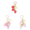 Cute Heartshaped Strawberry Sunflower Keychain With Metal And Acrylic For Girls And Teens