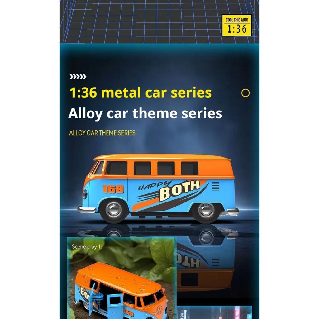 1/36 Simulations-Bus-Transporter Golfblau Legierung Druckgussmodell für Volkswagen T1 Samba Spielzeug für Kinder Sammlerstücke Geschenke
