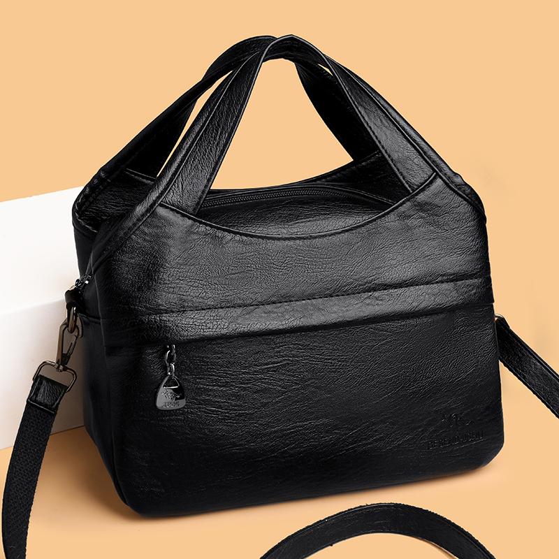 Vintage Shoulder Bag PU Crossbody Bag Large Capacity Women's Multi-Layer Handbag