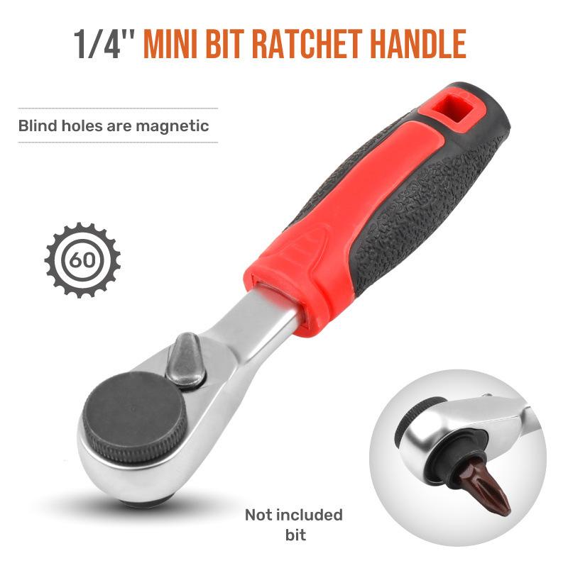 Mini Ratchet, Socket Wrench, Screwdriver, Small Fly Wrench, Batch Head, Handle, Portable 6.35mm