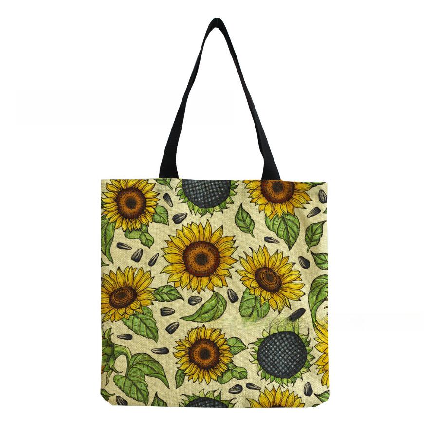 

Women Vintage Linen Tote Bag - Large Capacity Sunflower Print Shoulder Handbag for Casual & Grocery Shopping KTB 1