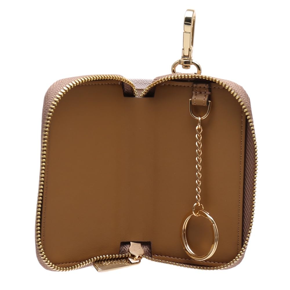 Samantha Thavasa Monogram Logo Key Case with Key Key and Carabiner for Women &chouette Zipper, Wallet, Ring, (Off-White)