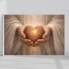 Heart in Jesus’ Hands Canvas Wall Art, Broken Made Beautiful Christian Artwork, Faith Restoration Oil Style Painting, Modern Decor