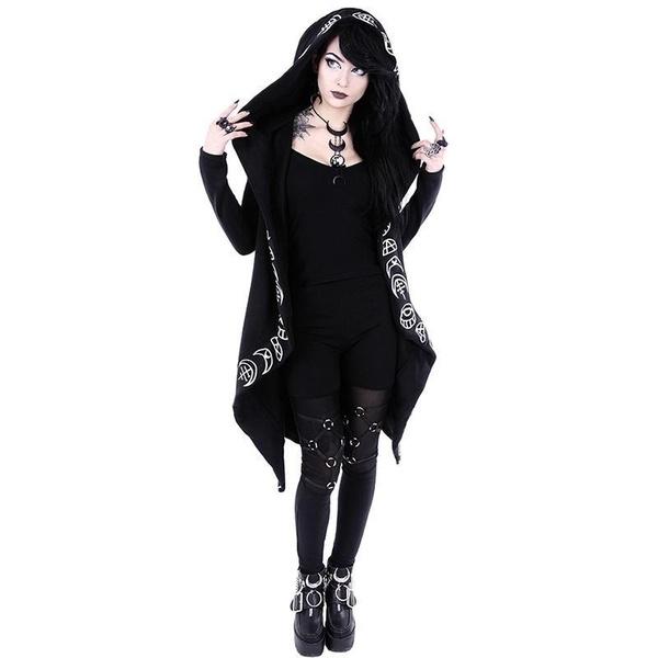 Moda damska Gothic Punk Bluza z kapturem Dziewczyny Kurtka damska Płaszcz Cardigans Kostium na Halloween