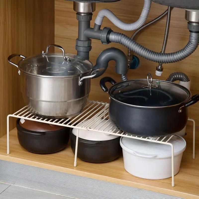 Expandable Shelf Organizer For Kitchen Countertop, Metal Cabinet Organizer Pantry Sht, Space Saving Non Slip Rustproof