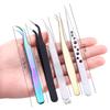 Black Stainless Steel Anti-static Manicure Tweezers - Pointed for Precision Nail Art and Crafting Tools