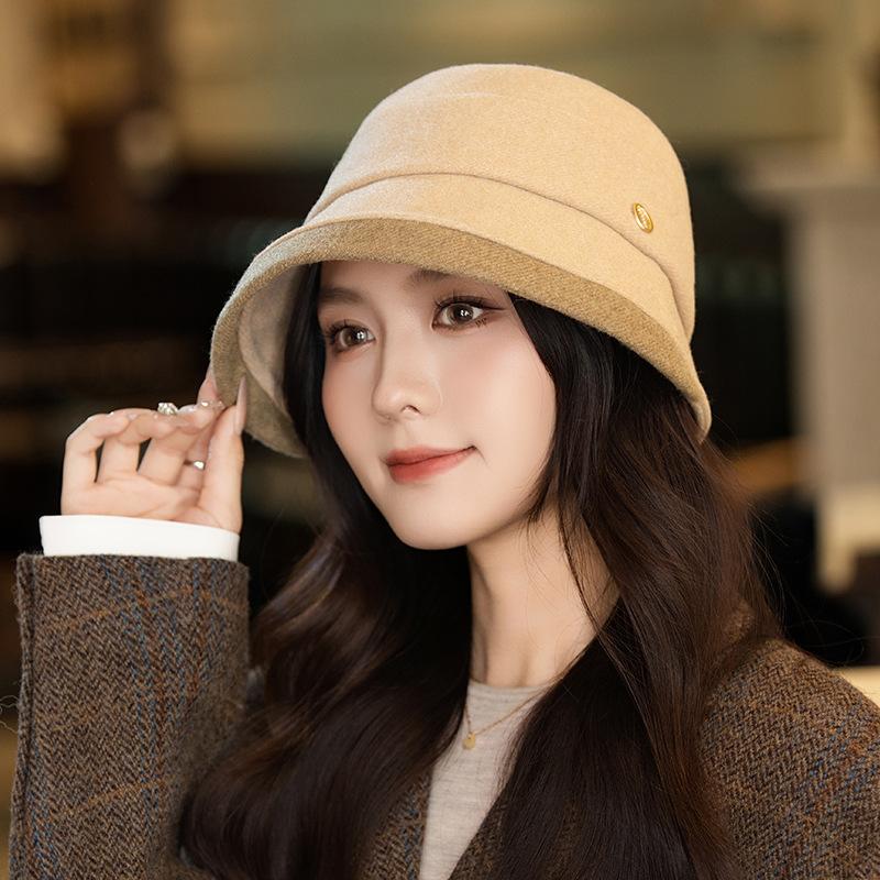 New Autumn and Winter Hats for Women Versatile Pleated British Style Fisherman Hat Japanese Retro Bucket Hat Outdoor Casual Basin Hat