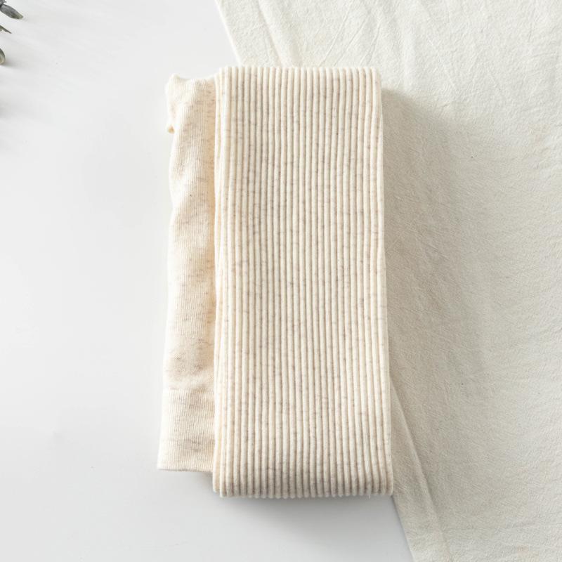 Women's Ribbed Knit Stripe Leggings - White Nine-Point Cotton Pantyhose for Spring & Autumn.