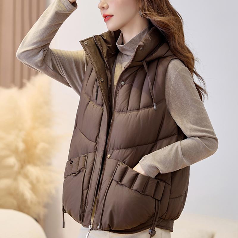 

Модний зимовий жіночий теплий жилет з капюшоном, товсті куртки без рукавів, жіночі короткі пальта L