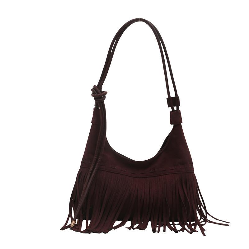 Borsa Tote da Donna Vintage Elegante con Frange Grande Capacità Borsa a Mano Chic per Tutti i Giorni