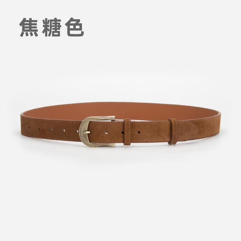 Frosted Velvet Belt Women'S Simple Pin Buckle Belt Jeans Decorative Belt Women