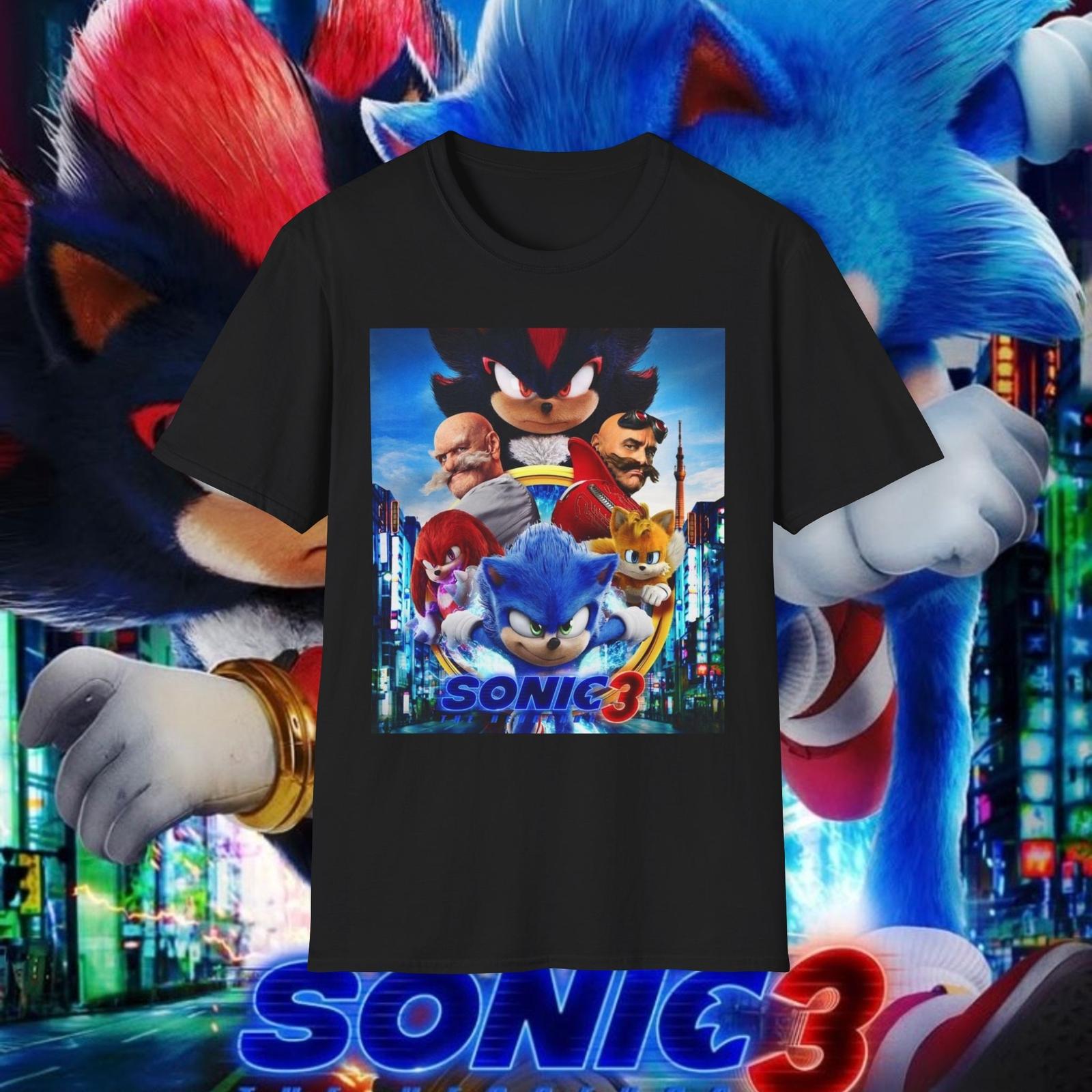 Sonic The Hedgehog 3 Shadow Tails Knuckles Unisex Softstyle T-Shirt XL