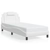 Vidaxl Bed Frame With LED, White, 90X200 Cm, Faux Leather