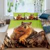 Cute Squirrel Duvet Cover Set Squirrel Bedding Sets 3D Animal Theme Comforter Cover For Boys Girls,Nature Theme Quilt Cover Set