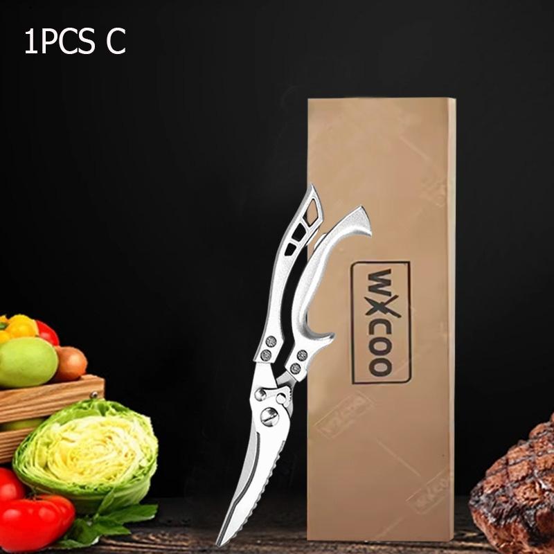 WXCOO 1~3pcs Kitchen Butcher Knife Set Hand Forged Stainless Steel Scissor Knives for Cooking Cutter Bone Chopper Chef Knife