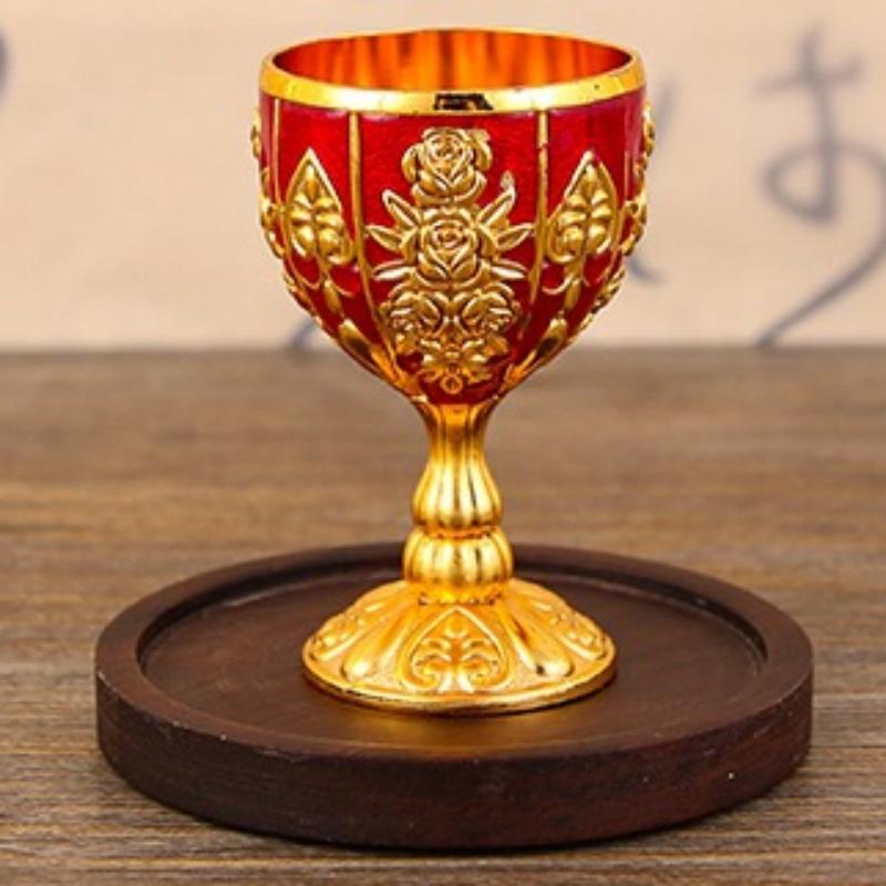 Wine Glass, Carved Mini Spirit Vodka Cup, Vintage Alloy Portable White Wine Goblet, Creative Wedding Party Decoration, 30ml,1pcs
