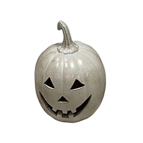 Halloween Gresskarfigur Håndskåret Resin Gresskarstatue Håndlaget Borddekorasjon til Hjem Veranda Inngangsdør Peishylle Romdekor