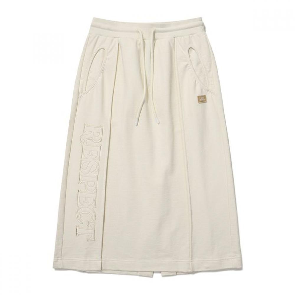 Embroidered Jersey Long Skirt Ivory Bbc Earth 070