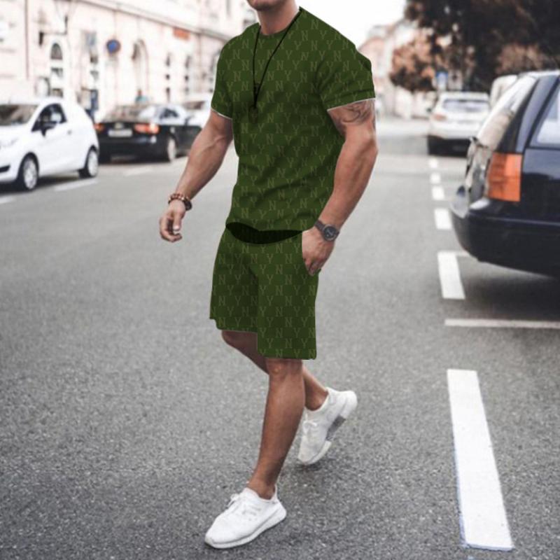 Letter Print Mens Trendy Summer Set T-Shirt And Shorts Set 2 Piece Casual Fashion Streetwear Tracksuit Skateboarding Sportwear
