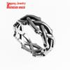 Cross-border Bramble Vine Woven Titanium Steel Ring - Hip Hop Style, Non-fading Niche Jewelry for Men