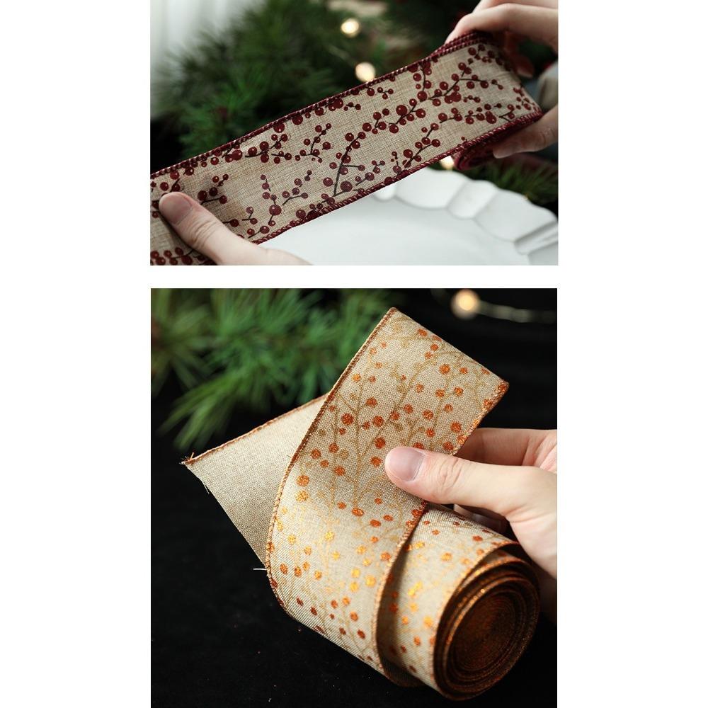 Xmas Gift Christmas Ribbon 2m Burlap Ribbon New Fabric Swirl Ribbon