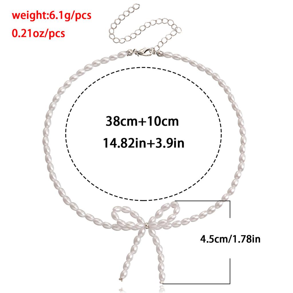 Elegant Pearl Zircon Bowknot Necklaces for Women Imitation Pearl Bow Choker Necklaces Exquisite Bowknot Tassel Pendant Necklace