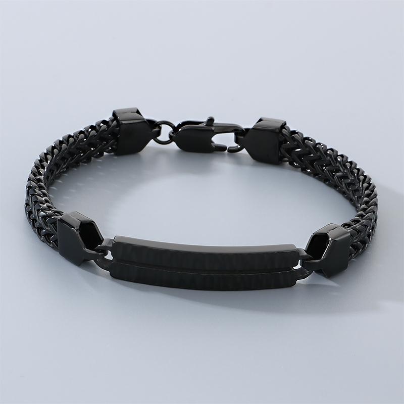 Personalizable Stainless Steel ID Bracelet for Men Women Polished Braided Chain Wristband Jewelry Ideal Engraving & Daily Wear