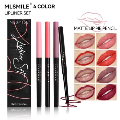 4 Color Lip Liner Set Waterproof Easy Color Matte Lip Liner European and American Lipstick Pen
