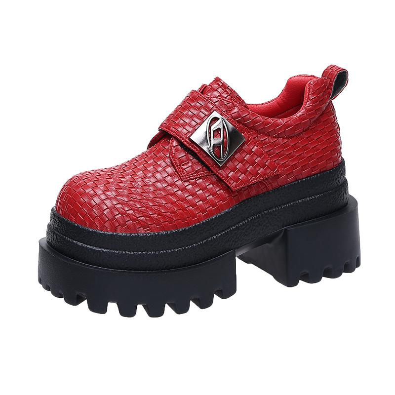 

Модный дизайнер 9 см Высокие Новые Осенние Женские Плетеные Кожаные Кроссовки Туфли Платформа Повседневная Обувь Толстая Подошва Обувь для Ходьбы Zapatos Mujer 34 красный