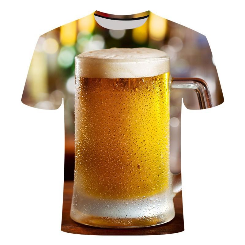 Pivo Digitálně Potištěné Tričko Pánské Dámské Trendy Tričko s Krátkým Rukávem