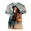 Summer Hot Selling Fashion Animal Horse 3D Printing Print Neutral Casual Harajuku Style Comfortable Short Sleeved Top