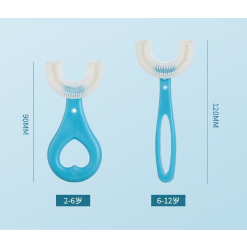 Two-Piece U-Shaped Toothbrush Set In Two Colors, Manual Toddler Toothbrush for Kids Ages 2-12, 360× Oval Cleaning, Soft Silica Gel Brush Head, Portabl