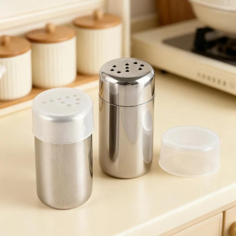 2Pcs Pepper Spice Shaker Bottle Mini Stainless Steel Spice Shaker Seasoning Jar Salt Sugar Bottle Multifu Dispenser Cooking Tool
