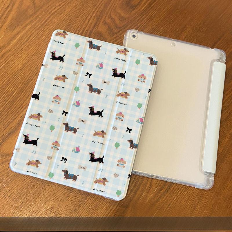 

Такса печать для iPad защитный чехол Creativity Gen5/6 тройной прозрачный для Pro2024 11 с держателем карандаша Mini7/6 чехол iPad Air6（13）