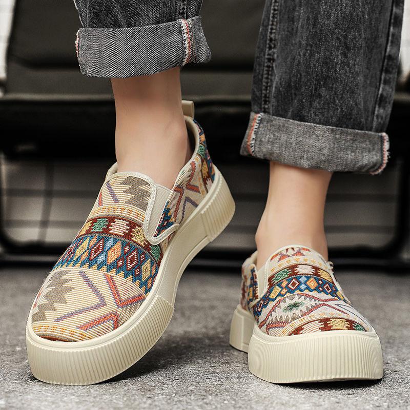 Fashion Canvas Printing Sneakers Thick Platform Soft Retro Style Male Shoe New In Footwear Offer Elegant Breathable Men's Casual Shoes